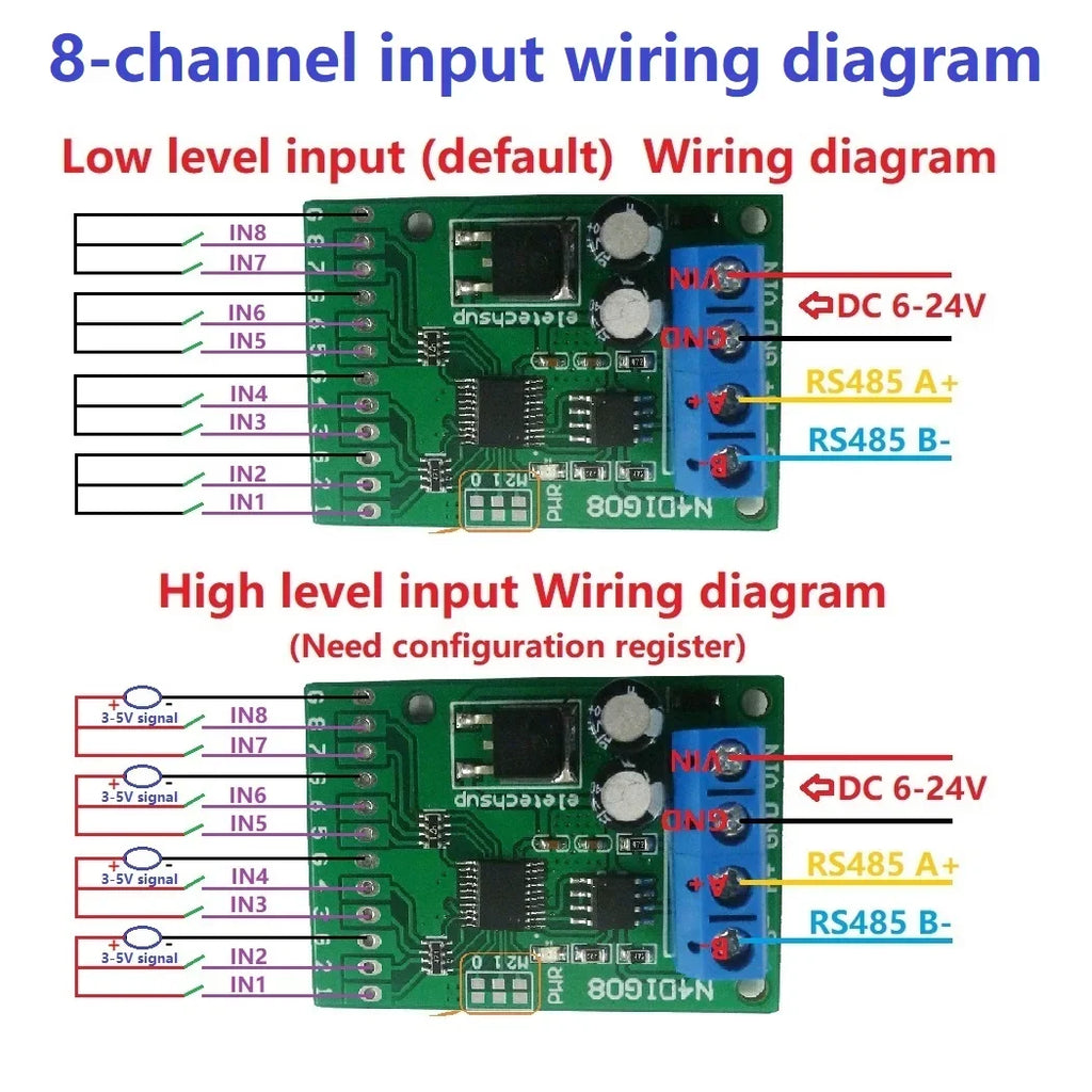 N4DIG08 8CH Modbus RTU Controller Module – UART/RS485 PLC Expansion Board with Digital I/O for Arduino UNO MEGA NANO STM32 AVR PIC