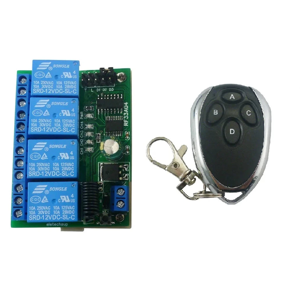 RF33A04 RC43A04 433MHz 4CH Rolling Code Remote Control – HCS301 Keeloq Keyfob Transmitter for Garage Door Motor Gate LED Smart Home