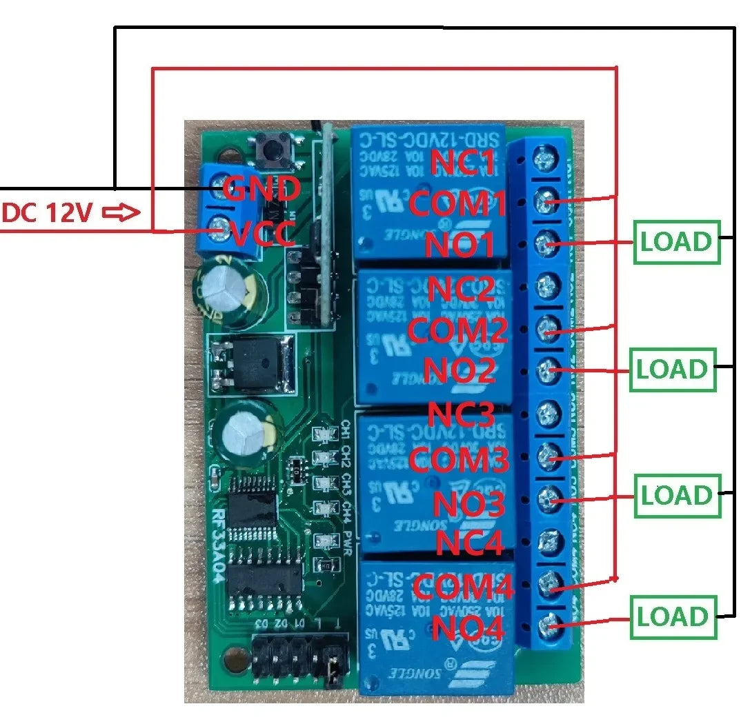 RF33A04 RC43A04 433MHz 4CH Rolling Code Remote Control – HCS301 Keeloq Keyfob Transmitter for Garage Door Motor Gate LED Smart Home