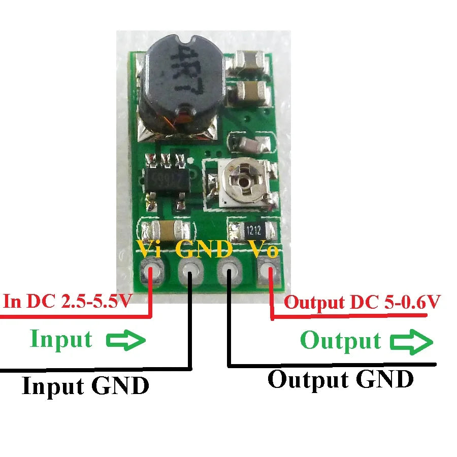 DD05AJSB Adjustable Buck Converter – DC 2.5-5.5V to 0.6-5V Synchronous Step-Down Regulator Module for DIY Electronics