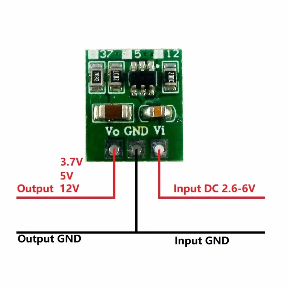 DD0512MA Mini 5W Boost Converter – DC 2.6-6V to 3.7V/5V/12V Adjustable Step-Up Regulator Module for DIY Electronics