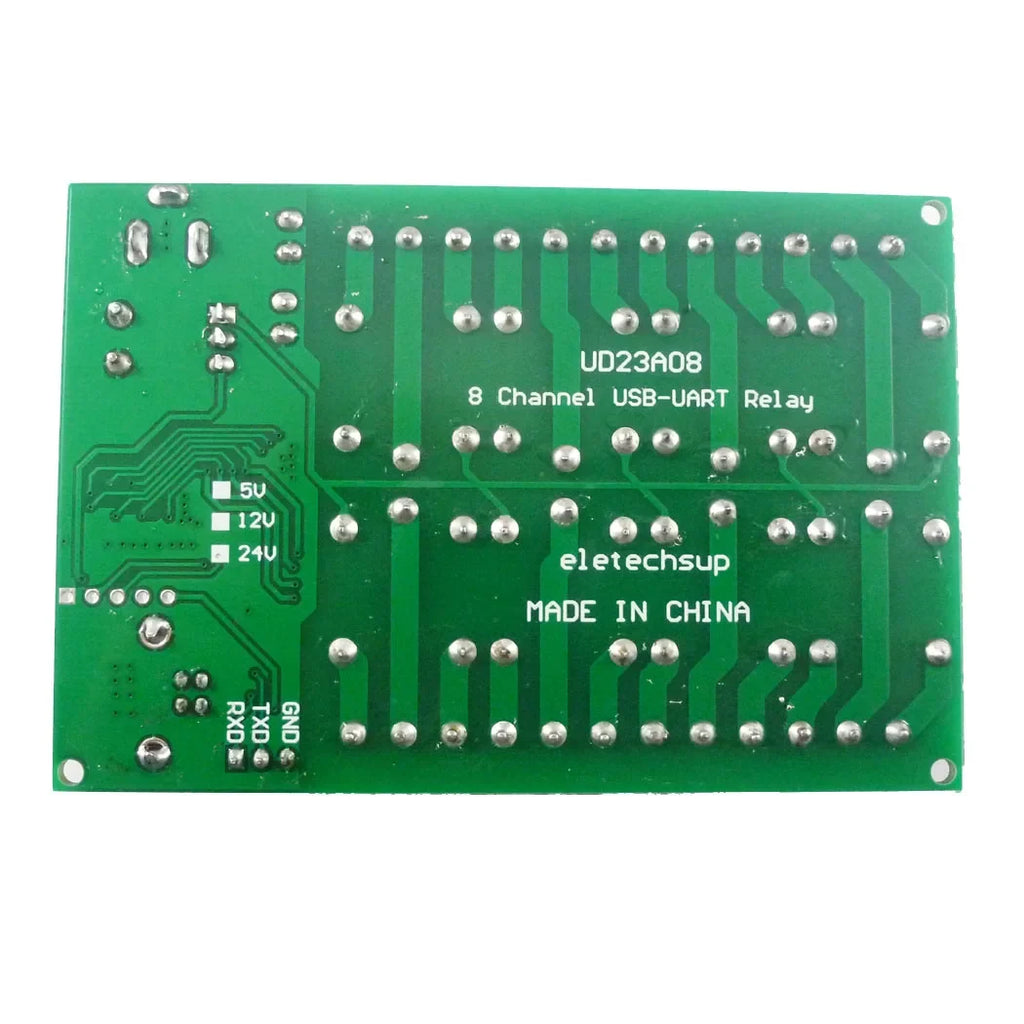 UD23A08 8-Channel Serial Relay Controller – USB/TTL/RS232 Multi-Voltage Smart Switch for PLC Automation & Industrial Control