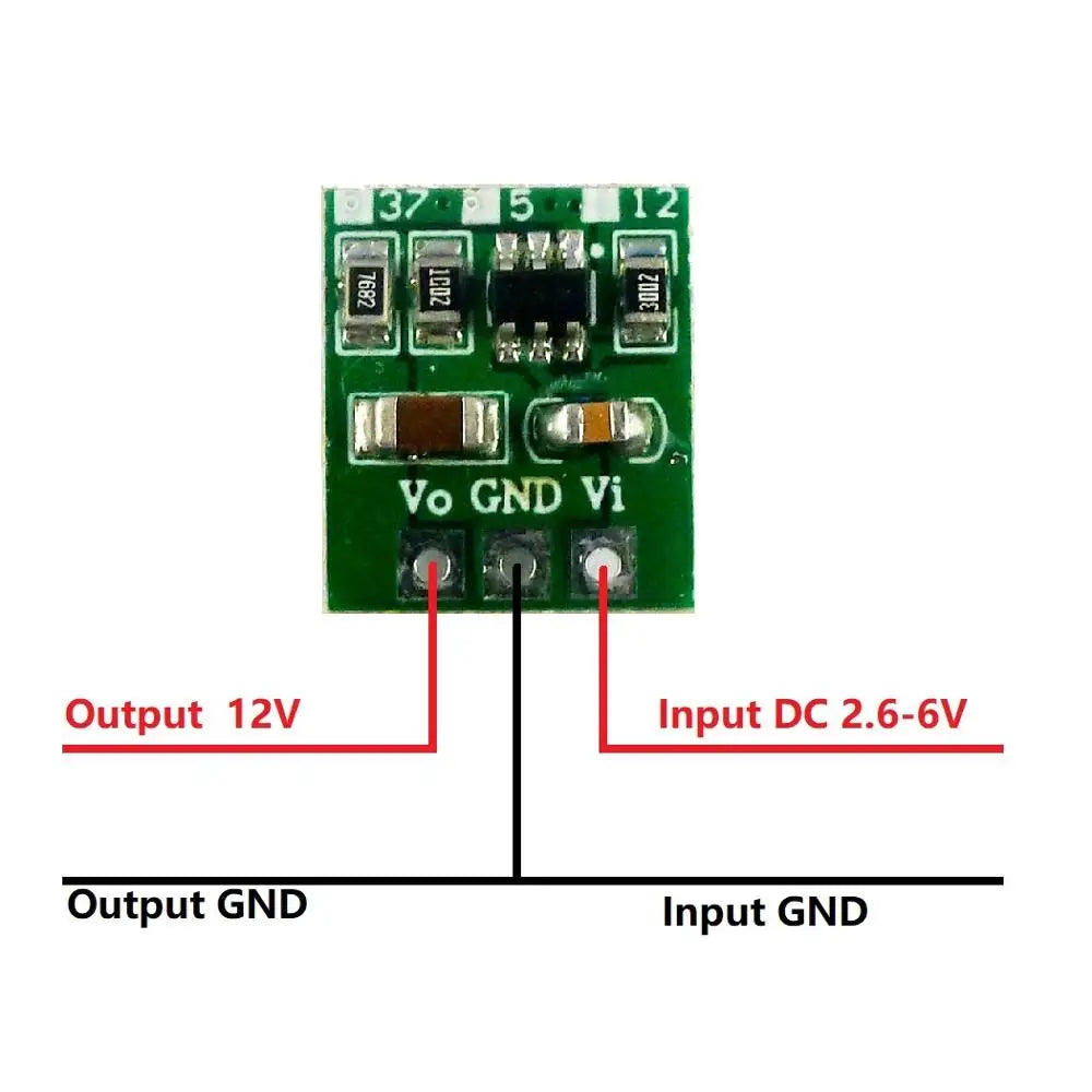 DD0512MA Mini 5W Boost Converter – DC 2.6-6V to 3.7V/5V/12V Adjustable Step-Up Regulator Module for DIY Electronics