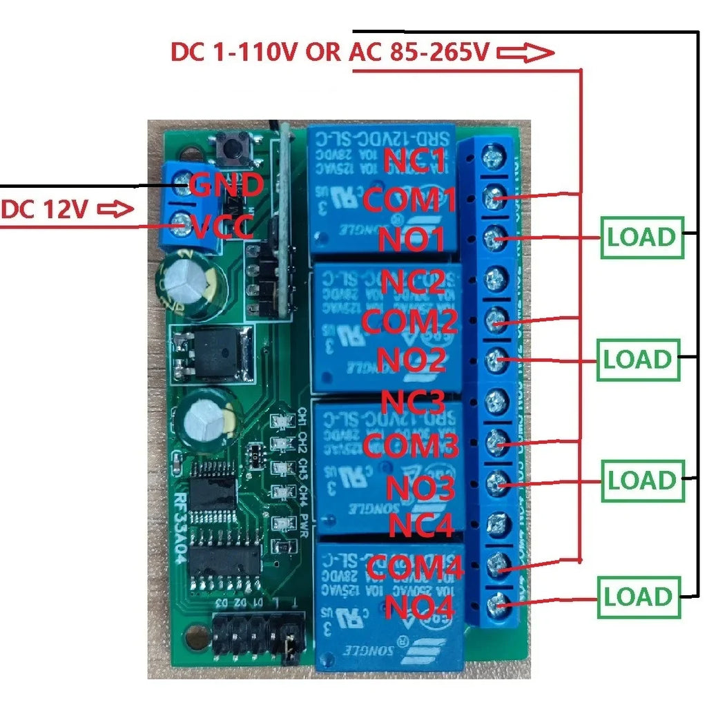 RF33A04 RC43A04 433MHz 4CH Rolling Code Remote Control – HCS301 Keeloq Keyfob Transmitter for Garage Door Motor Gate LED Smart Home