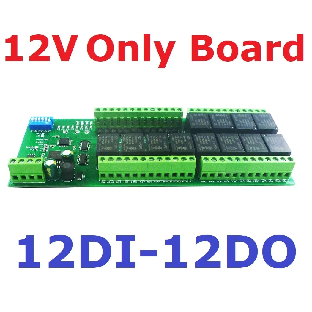 DC 12V 1/2/4/8/12 Channel Isolation DI-DO PLC IO Expanding Board RS485 Relay Module 10IOA01 10IOA02 10IOA04 10IOA08 10IOA12 Modbus RTU Code 01 05 15 02 03 06 16