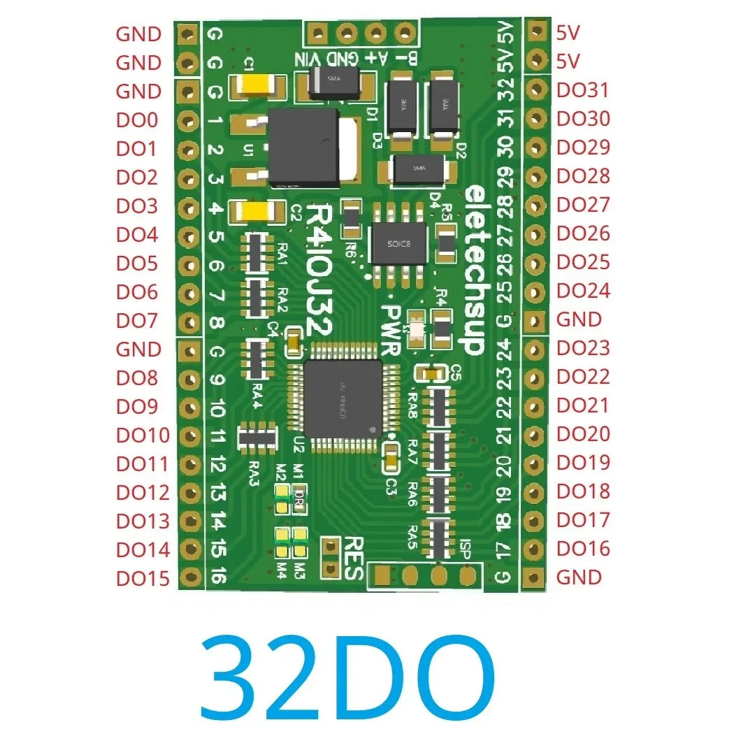 R4IOJ32 5 IN 1 32DI/32DO/16DI-16DO/8DI-24DO/24DI-8DO Modbus Rtu Digital 5V 3.3V TTL IO RS485 2.54mm Pin Core Board