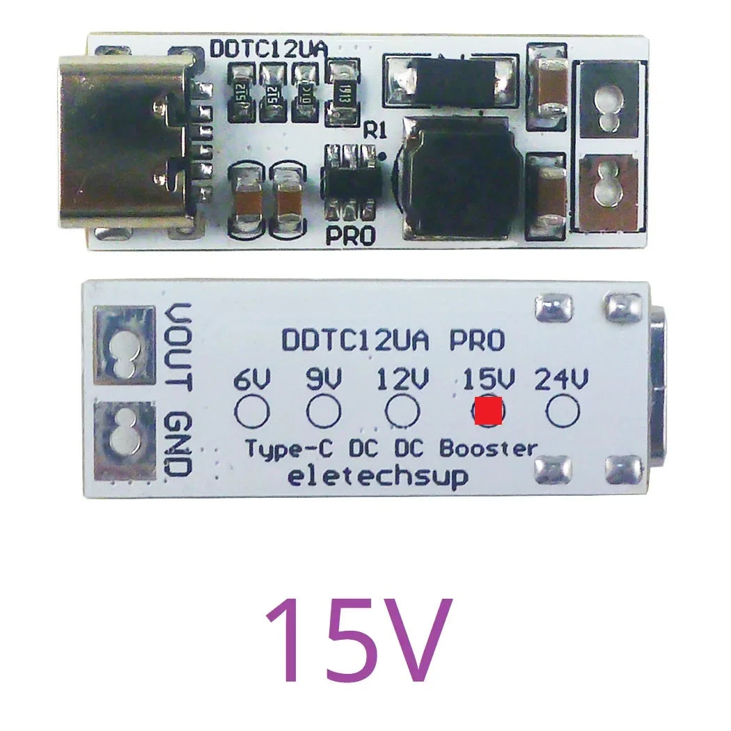 DDTC12UA_PRO Type-C to Type-C DC-DC Boost Converter 5V to 6V 9V 12V 15V 24V Step Up Voltage Regulator Module for Router Camera