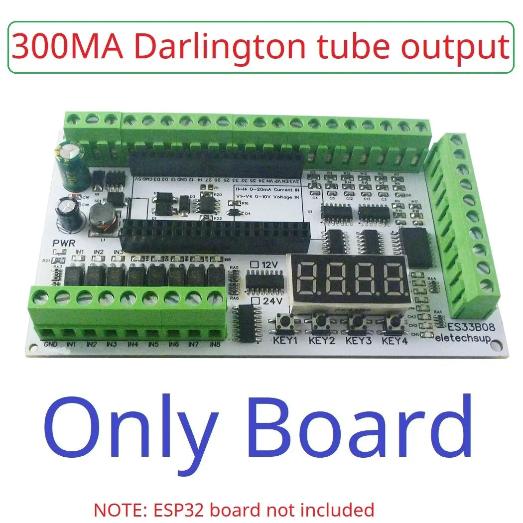 ESP32 38PIN IO Expansion Board ES32A08 Relay ES33B08 Opto-isolated Input 4x 0-10V 4x 4-20MA Digital Tube Display Automation