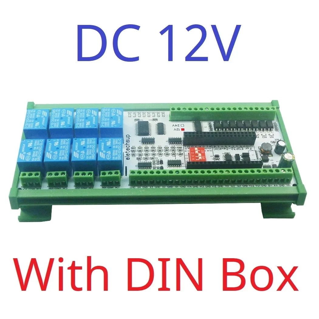 ES32D26 ESP32 Industrial IO Board – 8AI 8DI 8DO 2AO WiFi Relay Module with 4-20mA/0-10V for Smart Home IoT Simple PLC