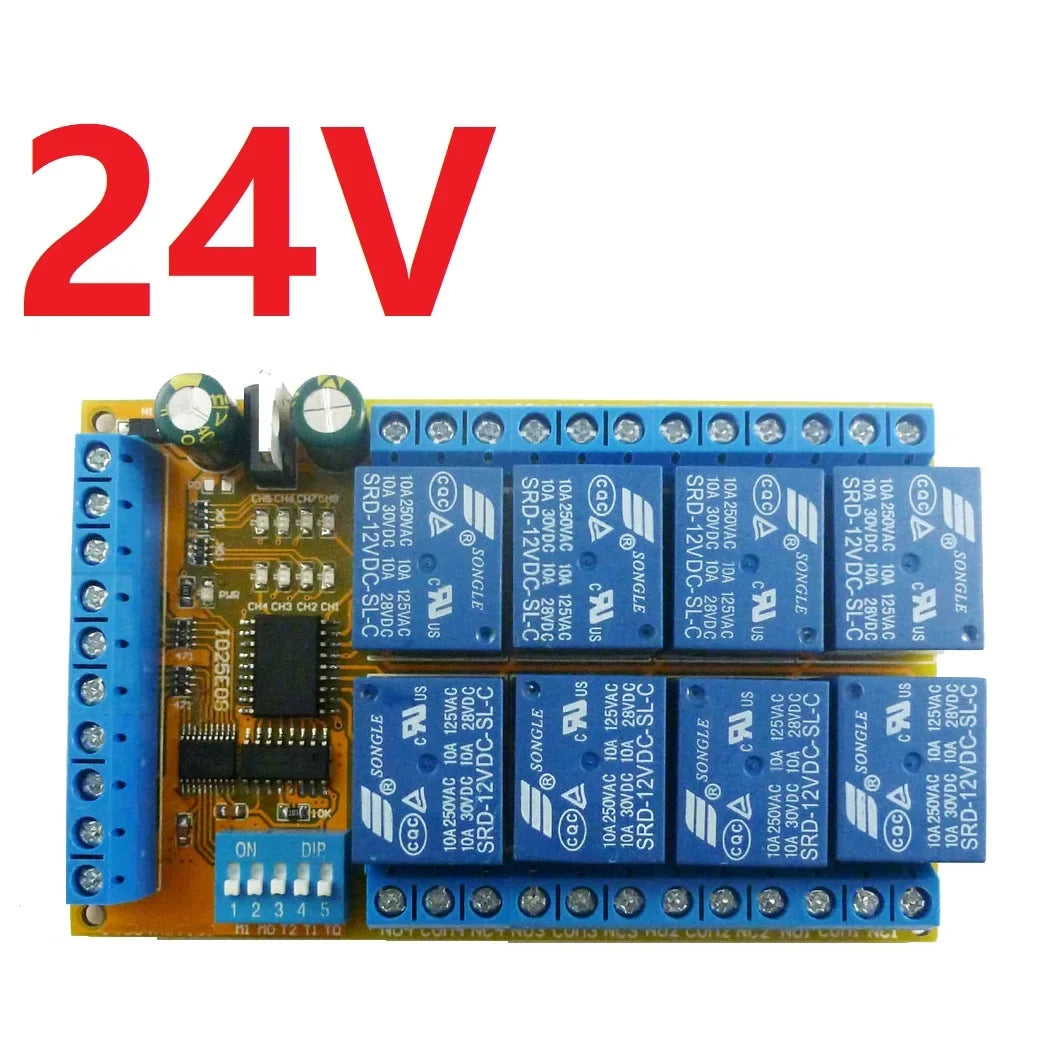 IO25E08 8CH Multifunction Relay Module – DC 5V/12V/24V Power Conditioner Sequencer with Interlock Latch Self-locking Momentary Modes