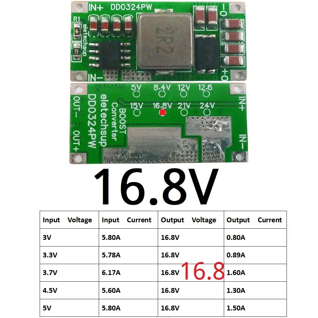 DD0324PW 25W DC-DC Boost Converter Module 3.7V 4.2V 5V Input to 5V 8.4V 12V 12.6V 15V 16.8V 21V 24V Voltage Regulator