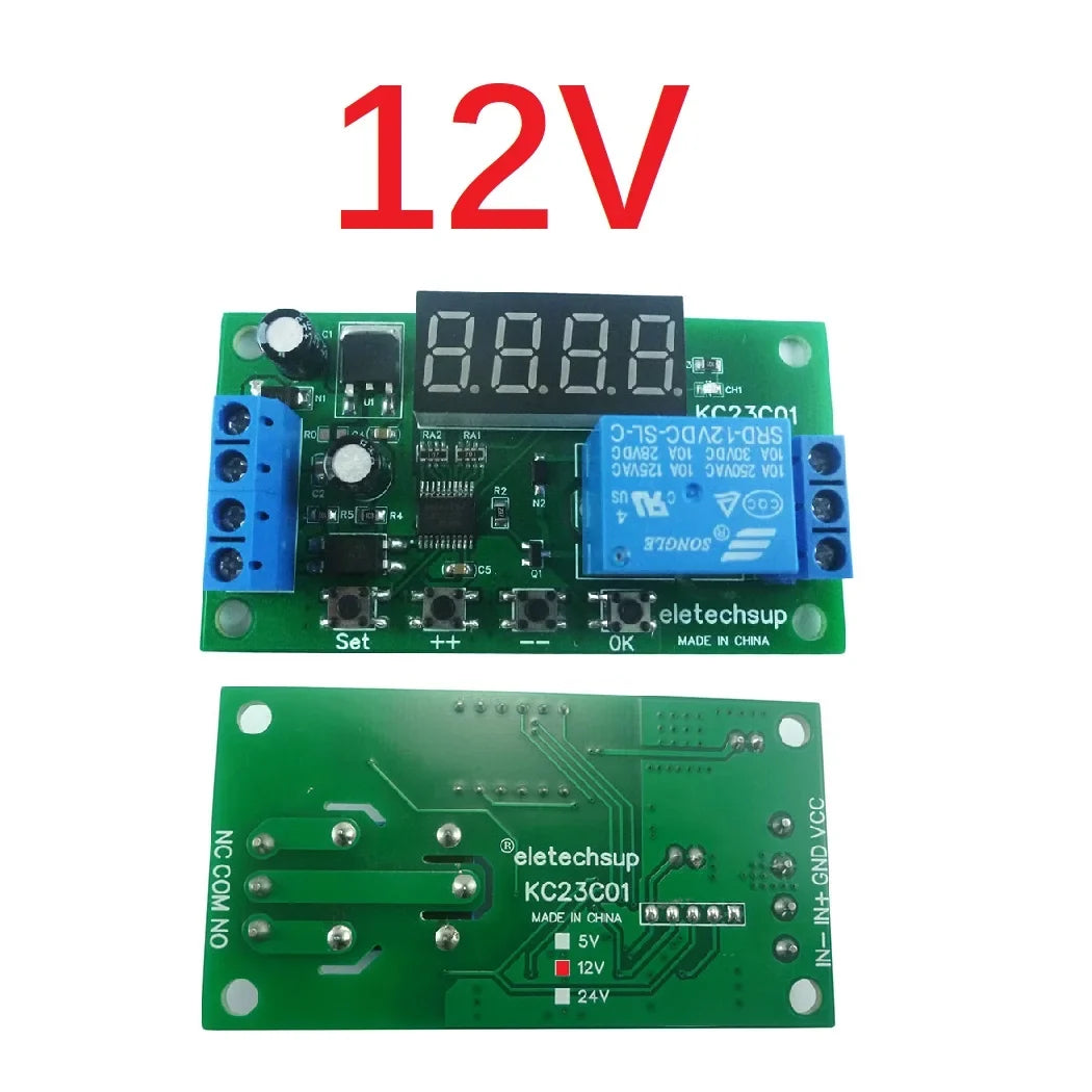 KC23C01 Multifunction Pulse Counter Relay Module – DC 5V 12V 24V Programmable Timer Delay Switch with 12 Modes 10A Output for PLC Automation