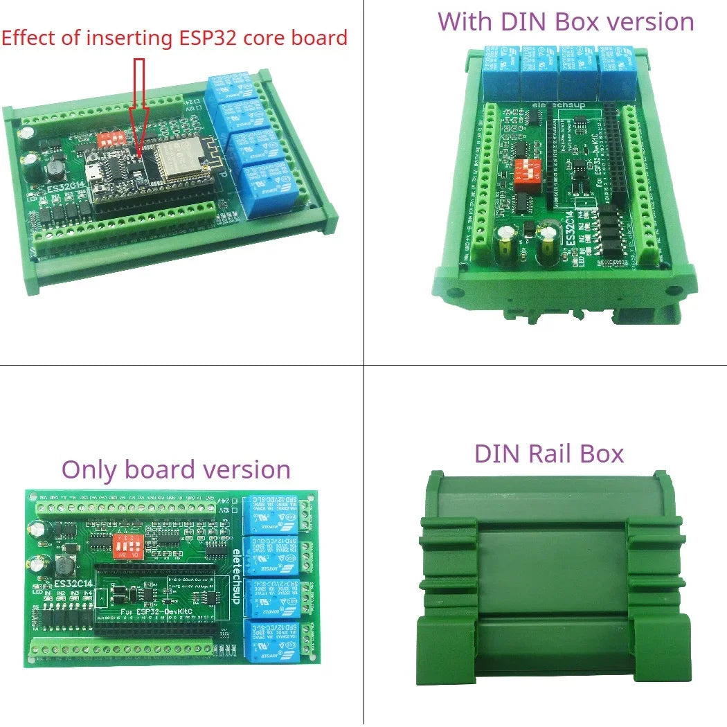 ES32C14 ESP32 Multifunction Expansion Board 2AO 2AI 4DI 4DO for Arduino WEB MQTT Ethernet Network Http