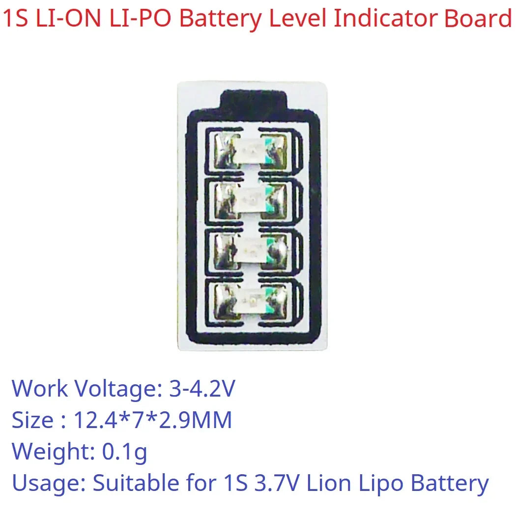 BTID42MA Mini 1S Li-ion Battery Power Indicator Module – 3.7V/4.2V LED Voltage Display for 18650 26650 4680 Charge Discharge Monitor