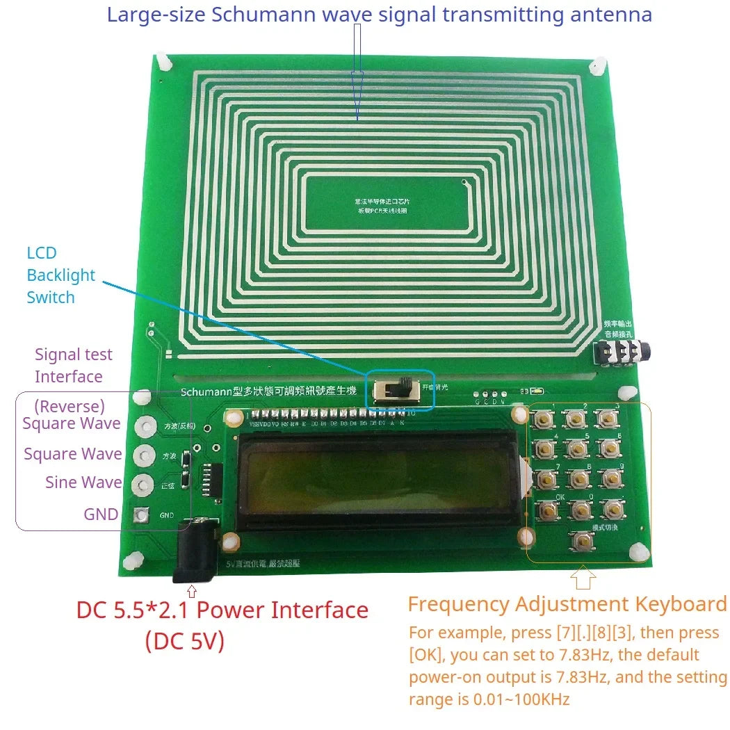 SMLDA01 0.01Hz-30kHz Adjustable Schumann Resonance Generator – 7.83Hz Ultra-Low Frequency Pulse Audio Resonator for Sleep Aid Meditation Relaxation