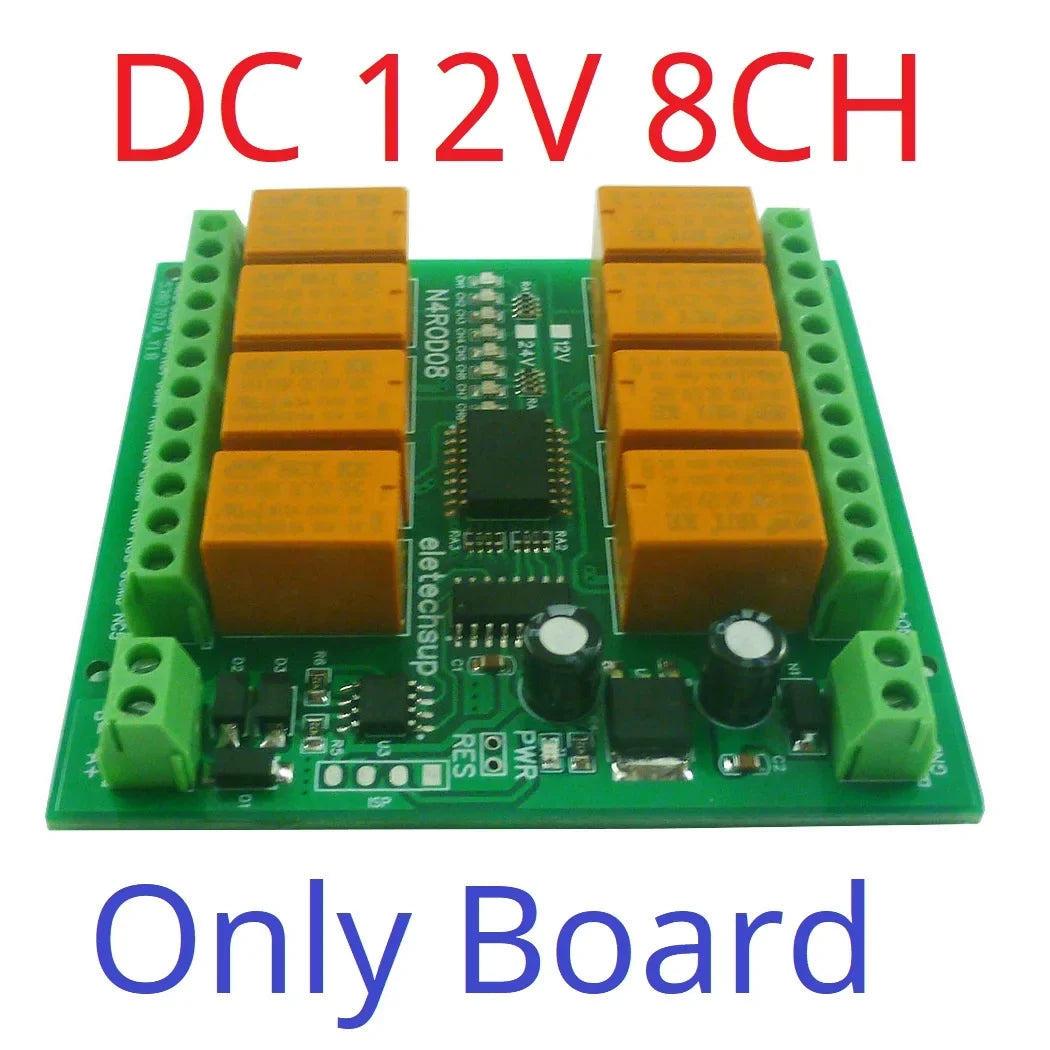 N4ROD08 8CH Modbus RTU RS485 Relay Module – 3A Multifunction DIN Rail Controller with 8 Commands for PLC HMI Smart Home