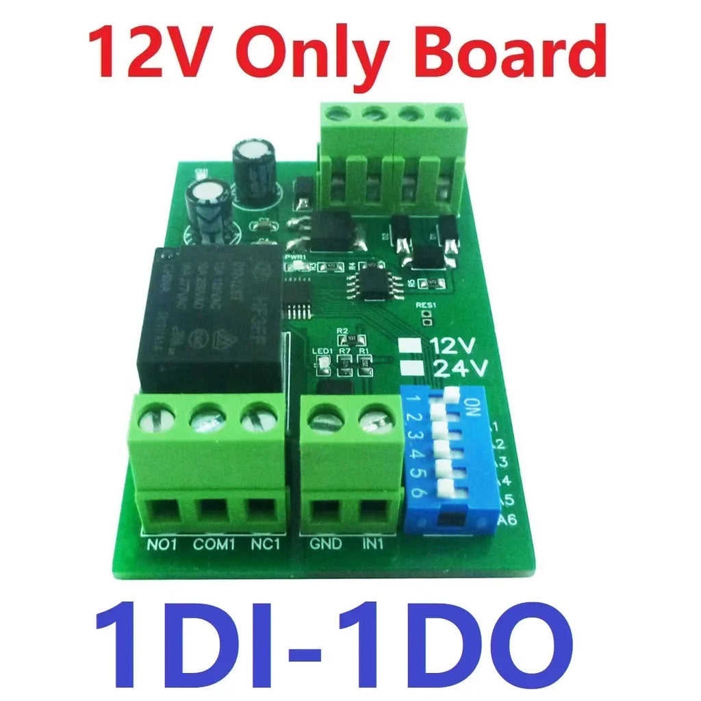 DC 12V 1/2/4/8/12 Channel Isolation DI-DO PLC IO Expanding Board RS485 Relay Module 10IOA01 10IOA02 10IOA04 10IOA08 10IOA12 Modbus RTU Code 01 05 15 02 03 06 16