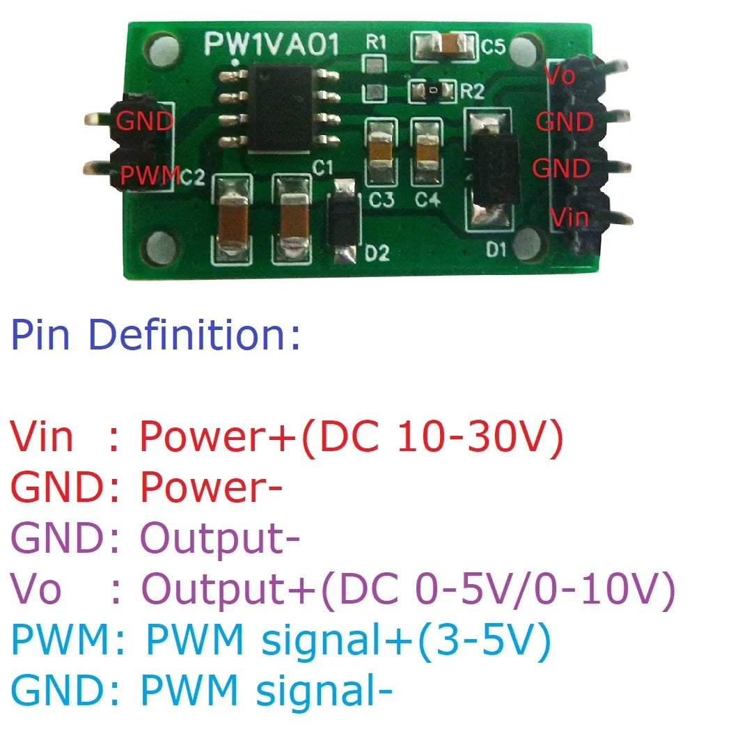 PW1VA01 PWM to DAC Converter Module – 0-5V/0-10V Adjustable Voltage Output Signal Generator for Arduino UNO MEGA PLC