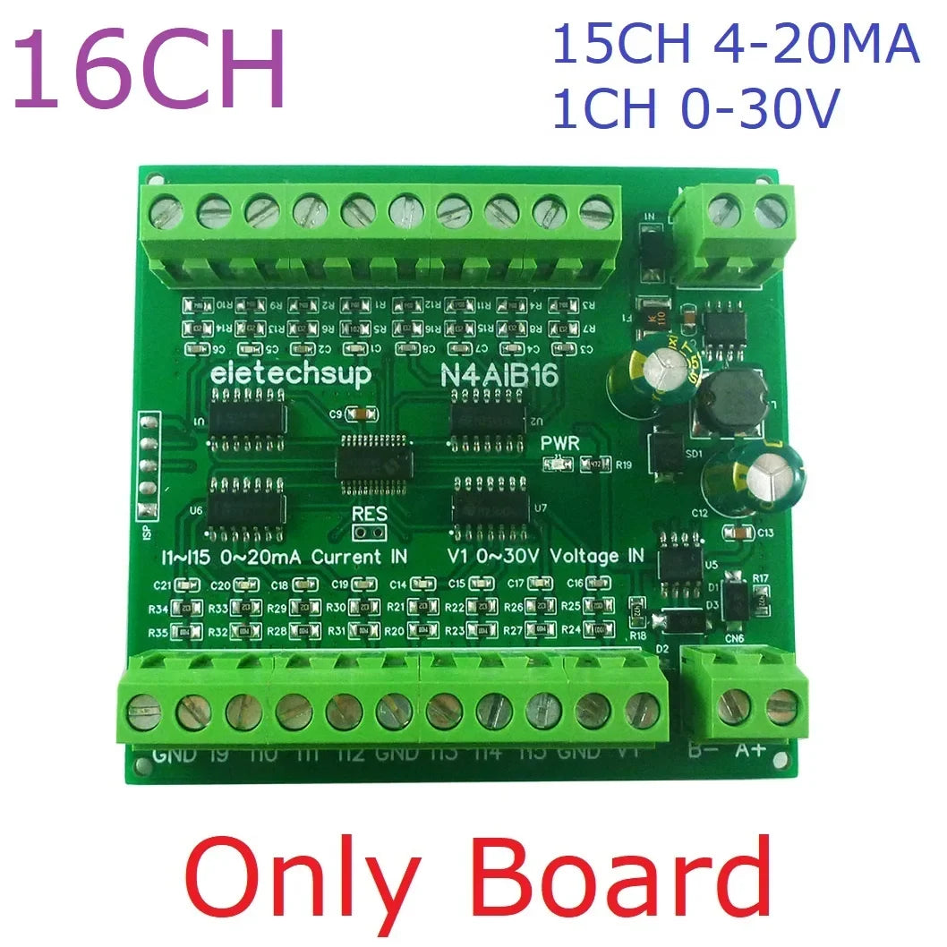 N4AIA08 N4AIB16 N4AIC24 8-24CH 4-20mA Current Transducer – RS485 Modbus RTU Analog Input Module with 12-bit ADC for PLC SCADA