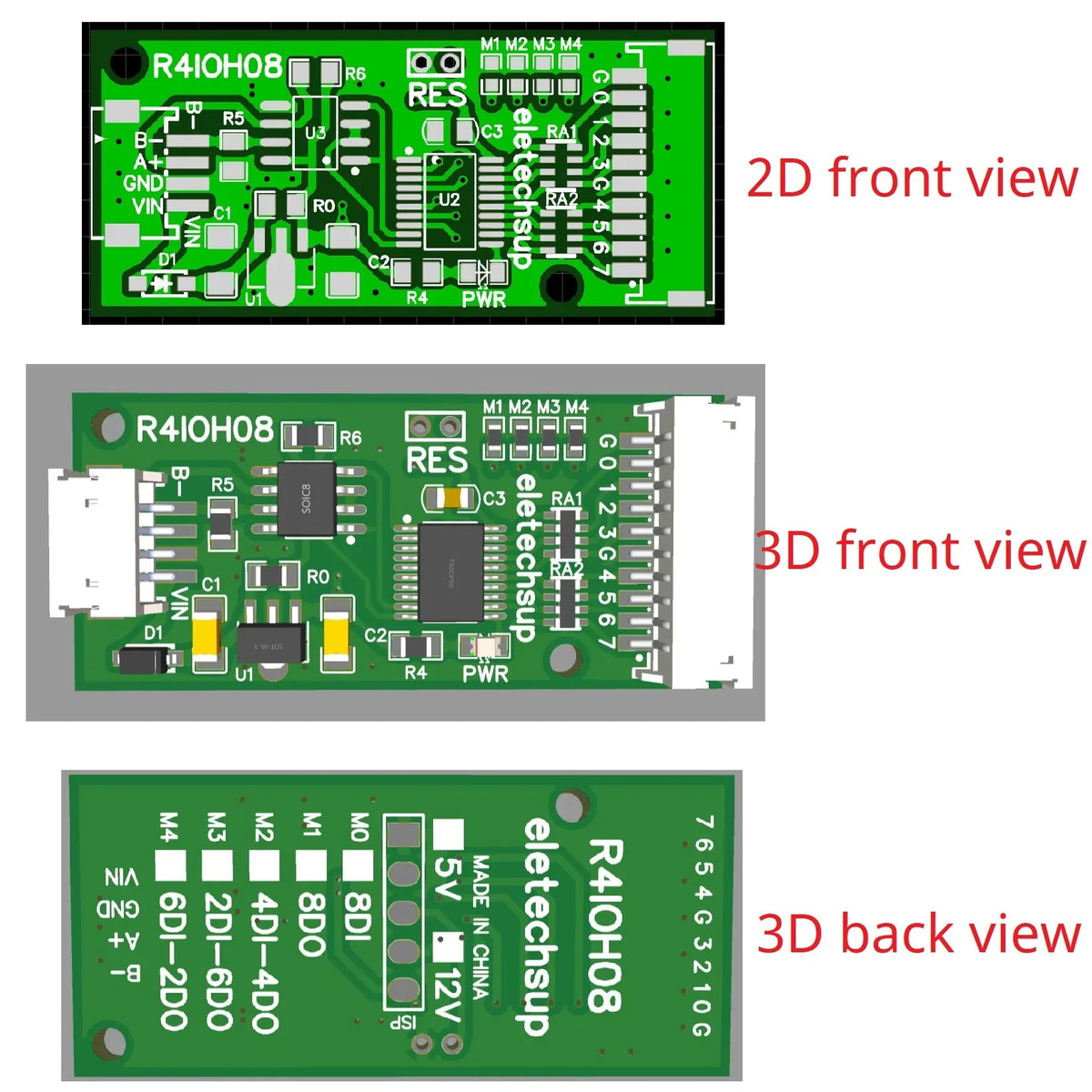 R4IOH08 Mini 8CH RS485 Multifunction DI-DO Module – 5 Modes NPN/PNP Configurable Digital IO Board Modbus RTU for PLC Expansion DC 5V/12V/24V