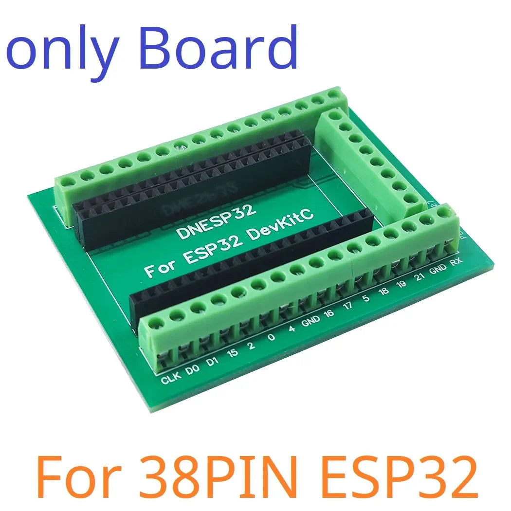 DNESA30 DNESP32 DIN Rail Mount Screw Terminal Adapter – 3.96mm Breakout Board for 30/38-Pin ESP32 WROOM-32 DevKitC with DIN35/C45 Rail