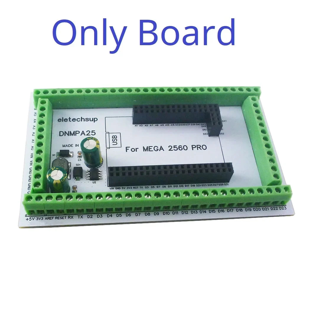 DNMPA25 DIN Rail Screw Terminal Block Adapter Module for Arduino MEGA2560 PRO Board 7-30V to 5V 2A DC-DC Converter Industrial