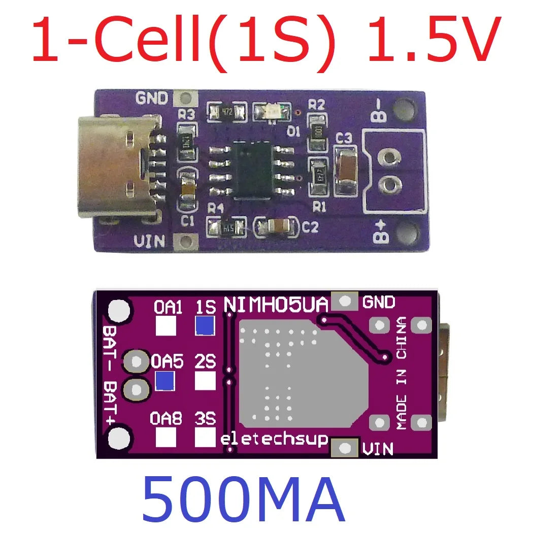 Type-C 1S 2S 3S NiMH Charger Module 1.5V/3V/4.5V CC/CV DC-DC NIMH05UA