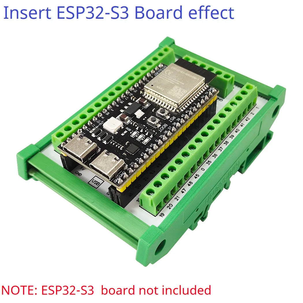 DNDINS3 ESP32-S3 Screw Terminal Expansion Module DIN Rail Mount Adapter 3.96mm 26-16AWG Wire Range Industrial IoT DIY