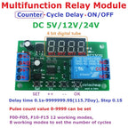 KC23C01 Multifunction Pulse Counter Relay Module – DC 5V 12V 24V Programmable Timer Delay Switch with 12 Modes 10A Output for PLC Automation