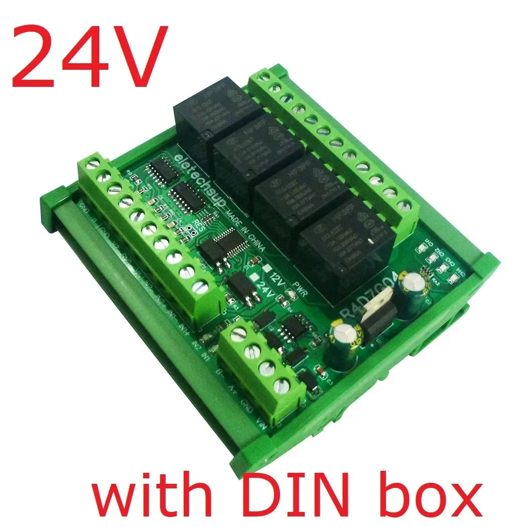 R4D7G04 2AI-2DI-20DO Multifunction Relay Module – RS485 Modbus RTU 4-20mA/0-10V Analog Input PLC IO Expansion Board 10A Output