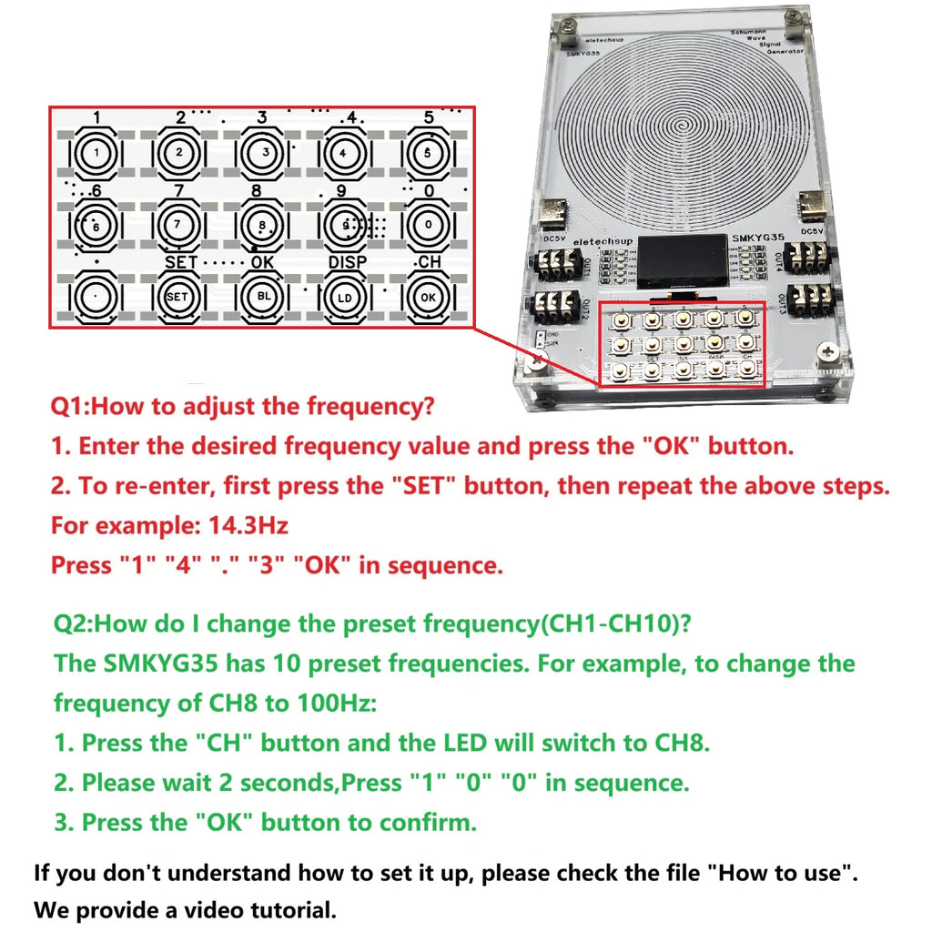 10CH Preset Frequency 0.01-100KHZ Adjustable Schumann Resonance Pure Sine Wave Signal Generator Meditation Sleep Aid Devices SMKYG35