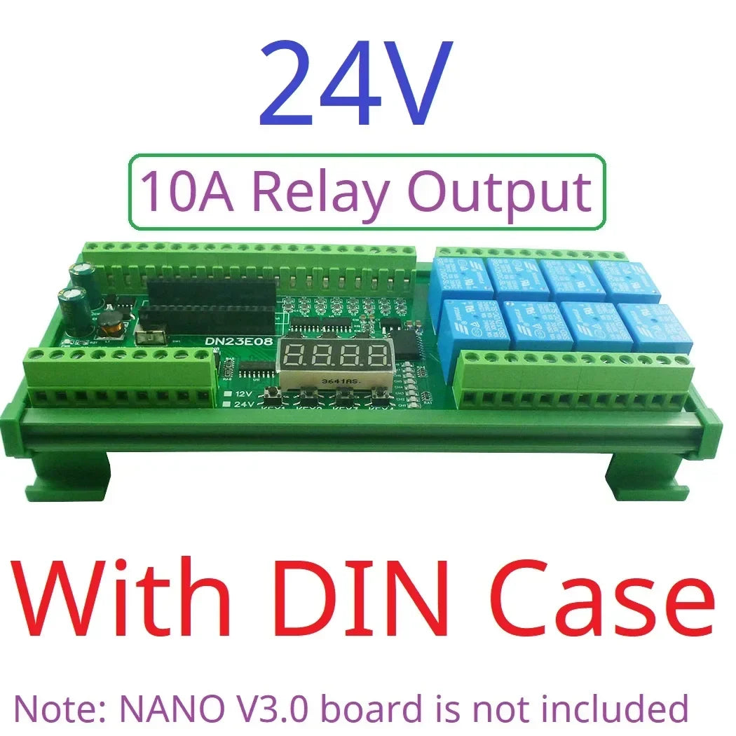 DN23E08 DN24F08 8DI-8AI-8DO IO Expansion Board for Arduino Nano V3.0 – RS485 Modbus RTU PLC Module with 4-20mA/0-10V Analog Input