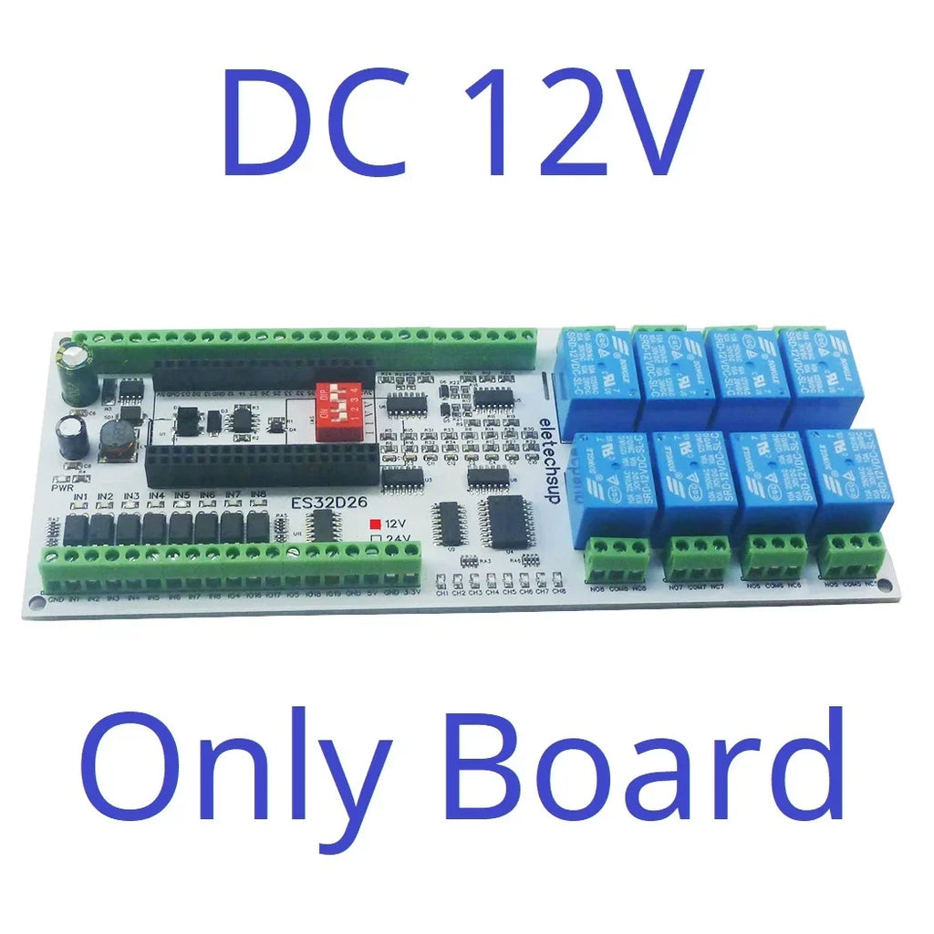 ES32D26 ESP32 Industrial IO Board – 8AI 8DI 8DO 2AO WiFi Relay Module with 4-20mA/0-10V for Smart Home IoT Simple PLC