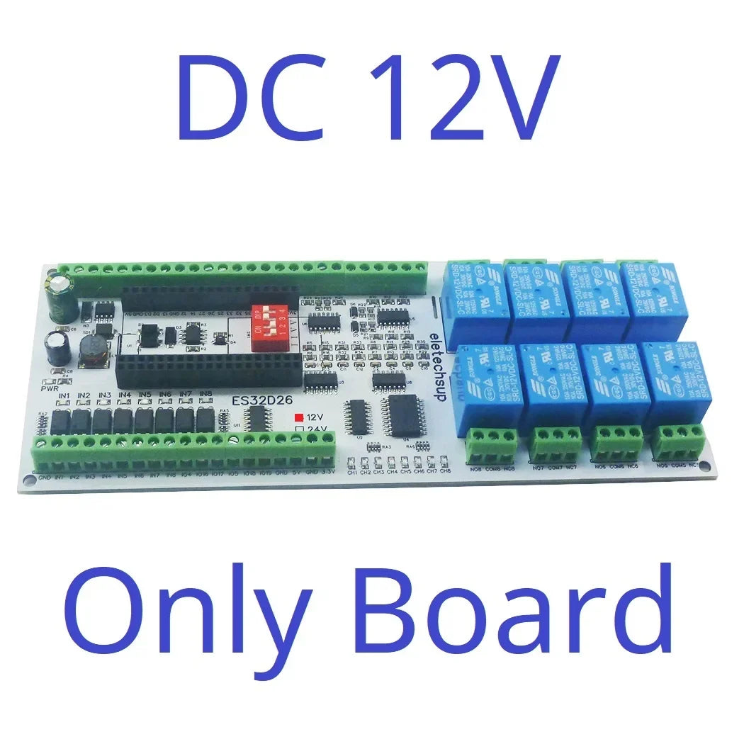 ES32D26 ESP32 Industrial IO Board – 8AI 8DI 8DO 2AO WiFi Relay Module with 4-20mA/0-10V for Smart Home IoT Simple PLC