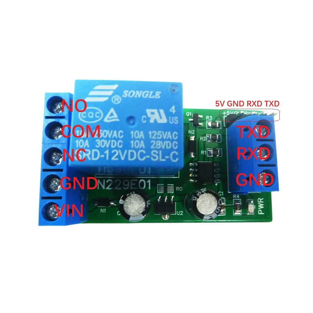 N229E01 UD24B01 1CH USB/TTL232 Relay Module – DC 5V/12V UART Serial Port Switch with Type-C for Arduino MEGA Raspberry Pi PC Control