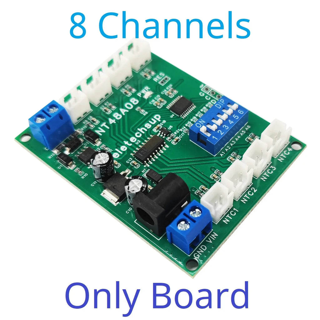 NT48A08 NT48B20 NT48C32 8-32CH RS485 Temperature Collector – Modbus RTU AI Remote IO Module with 10K B3950 NTC Sensor for PLC SCADA