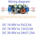 ND9024TA DC 10V-90V to 24V 12V 5V 2.5A Buck Module High Voltage Regulator for Electric Vehicle Battery Solar System Power Supply Converter