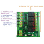 R4D7G04 2AI-2DI-20DO Multifunction Relay Module – RS485 Modbus RTU 4-20mA/0-10V Analog Input PLC IO Expansion Board 10A Output