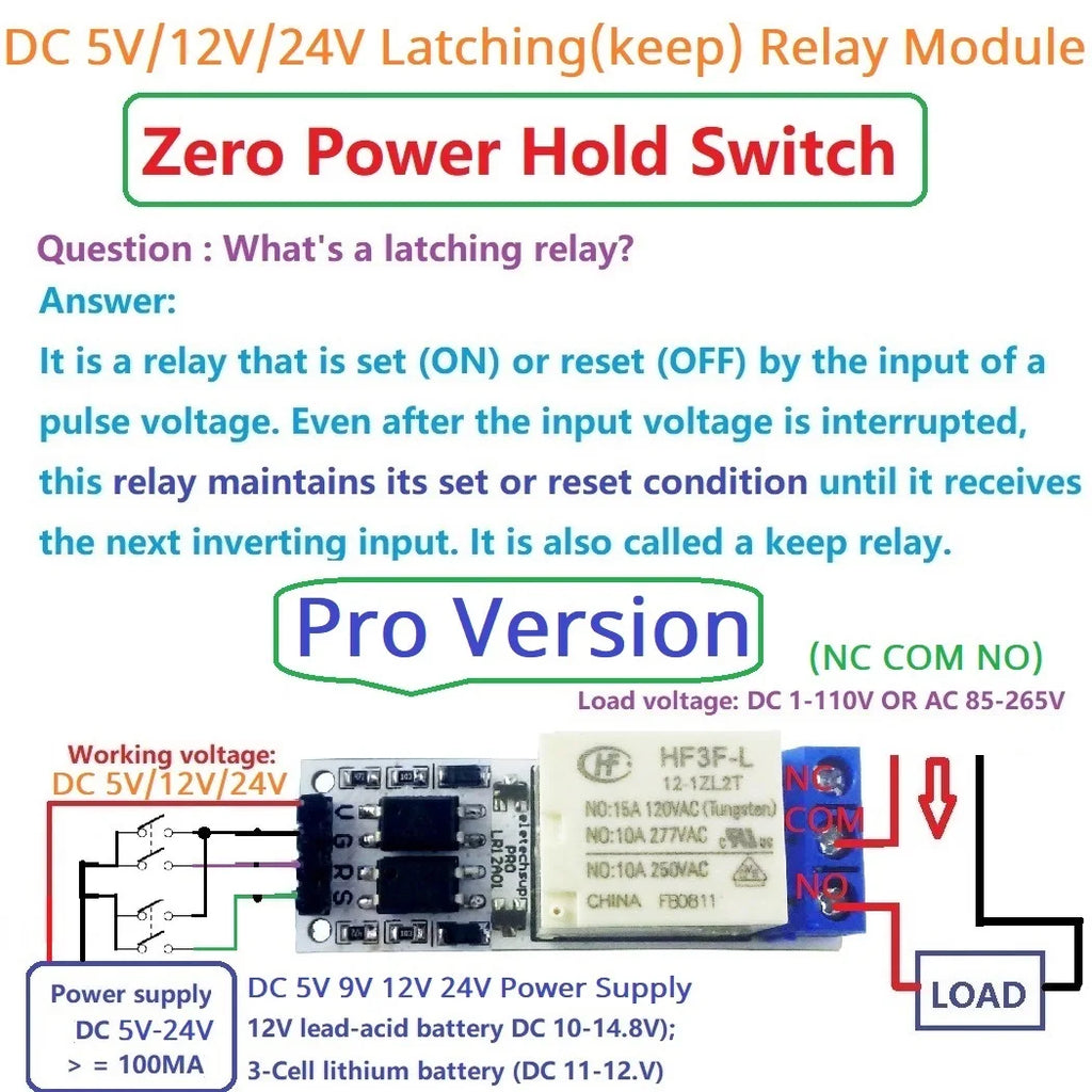 LR12A01 PRO DC 5V 12V 24V Bistable Self-locking Flip-Flop Latch Switch Board for Arduino ESP32 Magnetic Latching Relay Module
