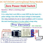 LR12A01 PRO DC 5V 12V 24V Bistable Self-locking Flip-Flop Latch Switch Board for Arduino ESP32 Magnetic Latching Relay Module