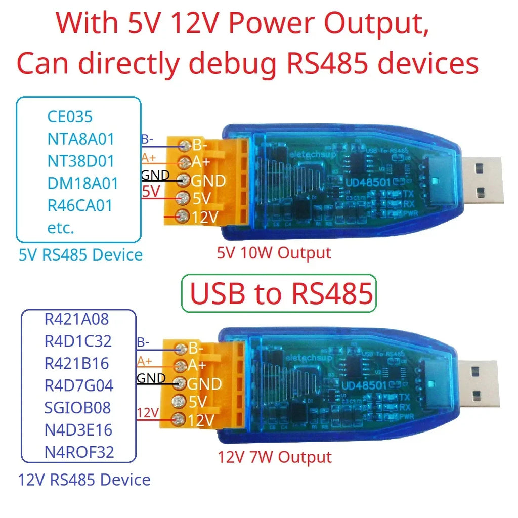 UD48501 UD23202 UDTTL03 USB to RS485 RS232 TTL Converter – 12V 5V VCC Output Industrial Serial Adapter for PLC HMI PTZ Smart Home Debugging