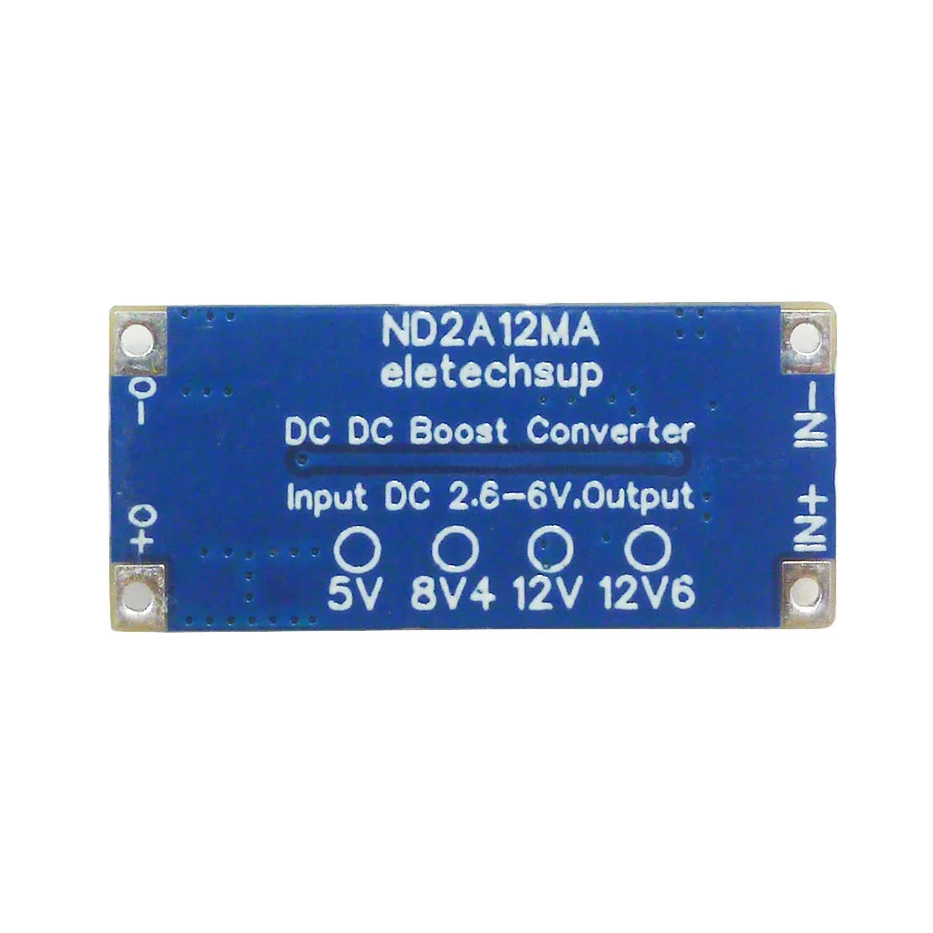 8W DC-DC Boost Converter Module ND2A12MA, 2.6-6V Input to 5V/8.4V/12V/12.6V Output, Adjustable Current Limit 0.5-2.5A, UVLO/OVP/SCP