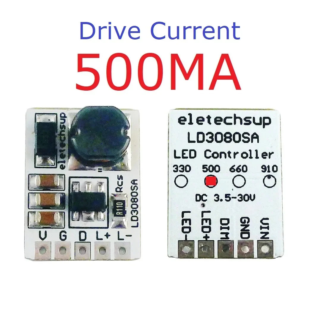 LD3080SA 20W Constant Current LED Driver – DC 3.7-30V PWM Dimming Module with 330/500/660/910mA Selectable Output for Flashlight Headlight