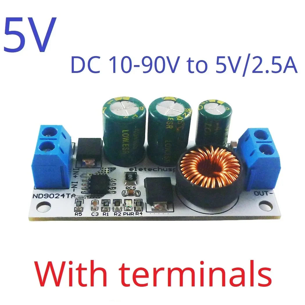 ND9024TA DC 10V-90V to 24V 12V 5V 2.5A Buck Module High Voltage Regulator for Electric Vehicle Battery Solar System Power Supply Converter