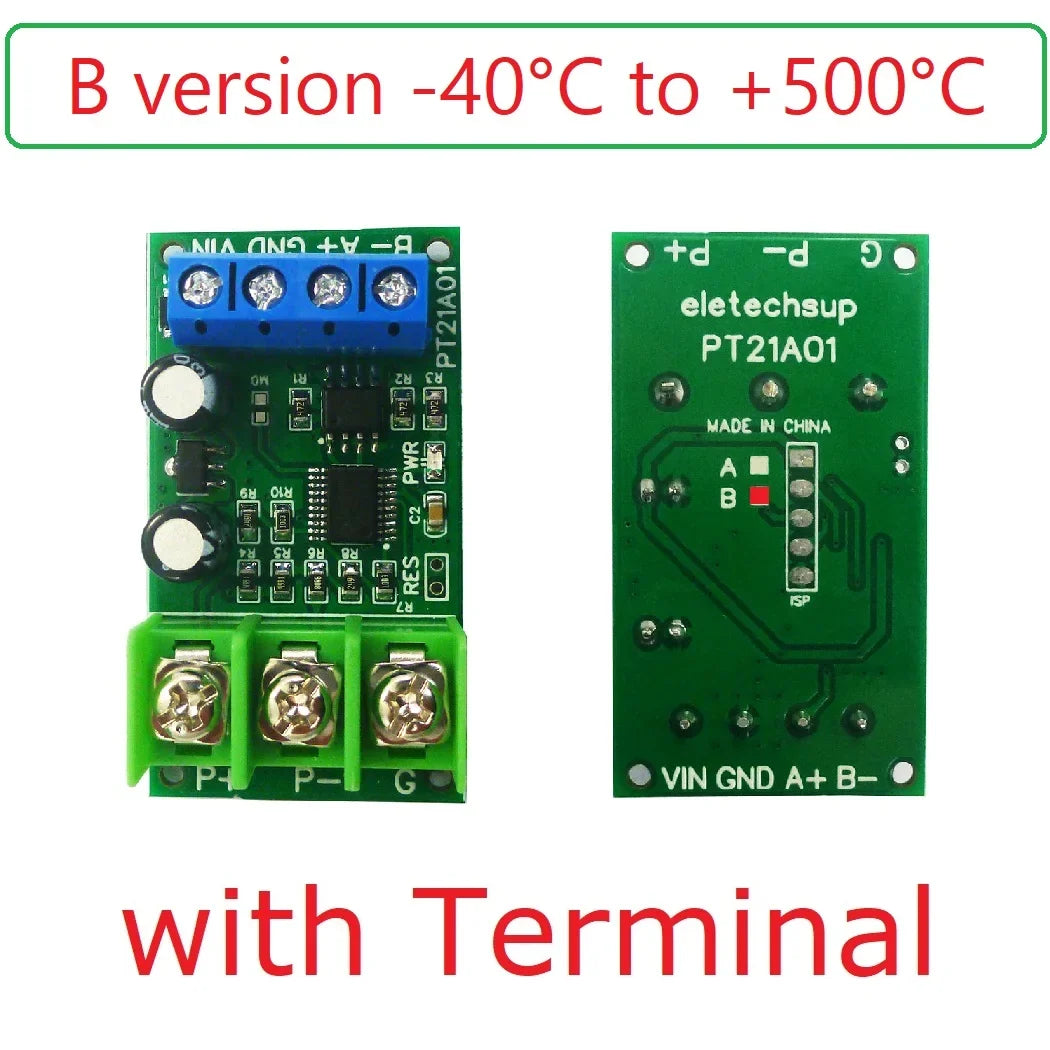 PT21A01 PT22B01 RS485 PT100 RTD Temperature Module – -40~500°C 1-Channel Modbus RTU Sensor Board for PLC SCADA Industrial Automation