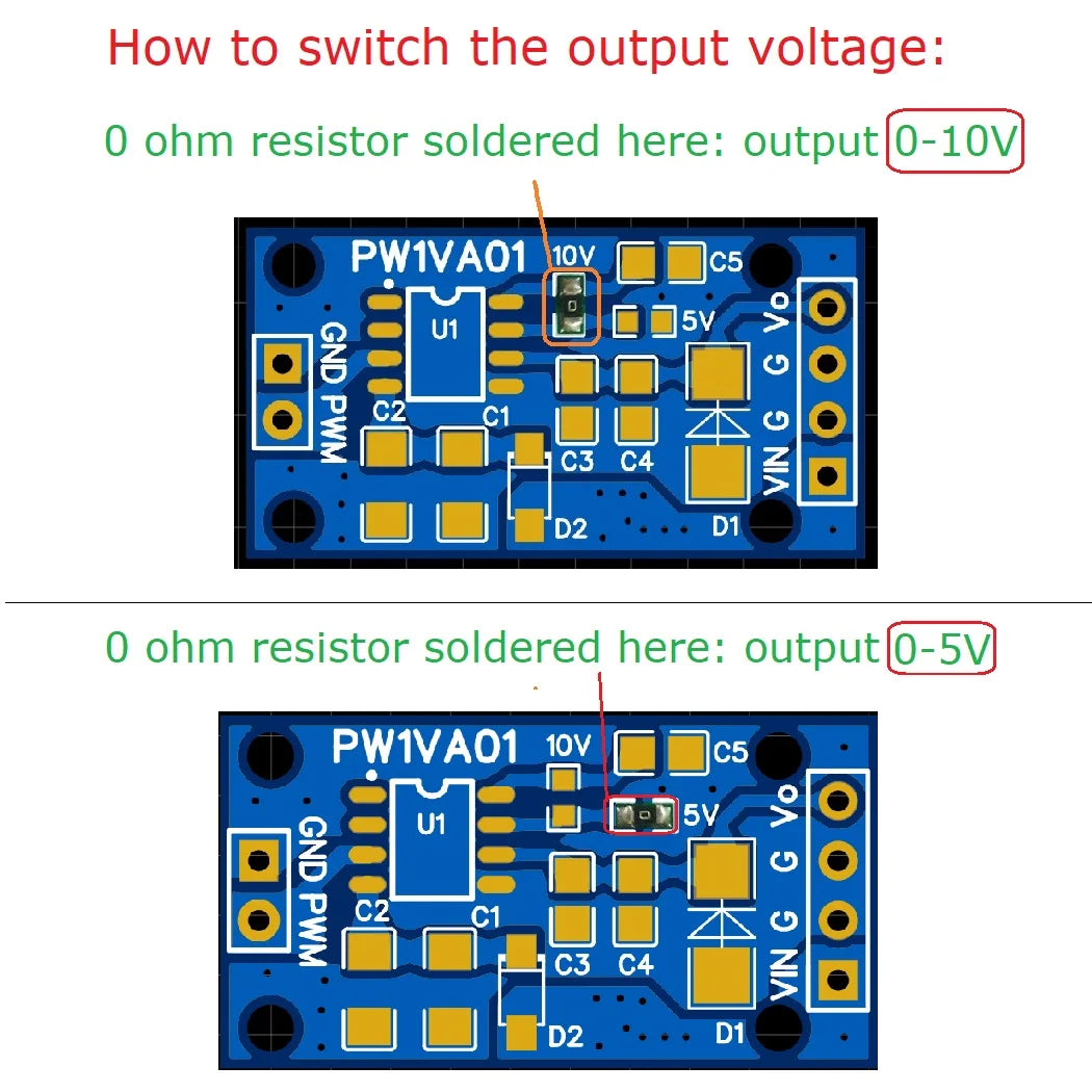 PW1VA01 PWM to DAC Converter Module – 0-5V/0-10V Adjustable Voltage Output Signal Generator for Arduino UNO MEGA PLC