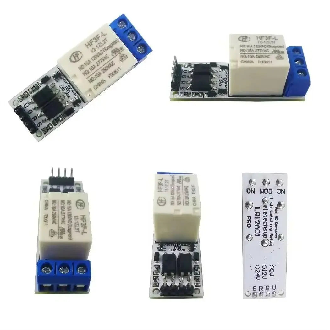 LR12A01 PRO DC 5V 12V 24V Bistable Self-locking Flip-Flop Latch Switch Board for Arduino ESP32 Magnetic Latching Relay Module