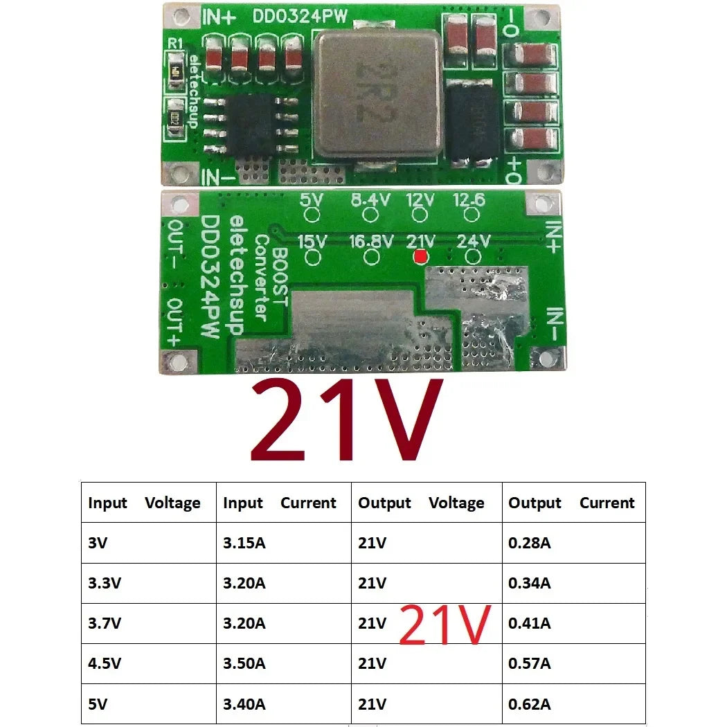 DD0324PW 25W DC-DC Boost Converter Module 3.7V 4.2V 5V Input to 5V 8.4V 12V 12.6V 15V 16.8V 21V 24V Voltage Regulator