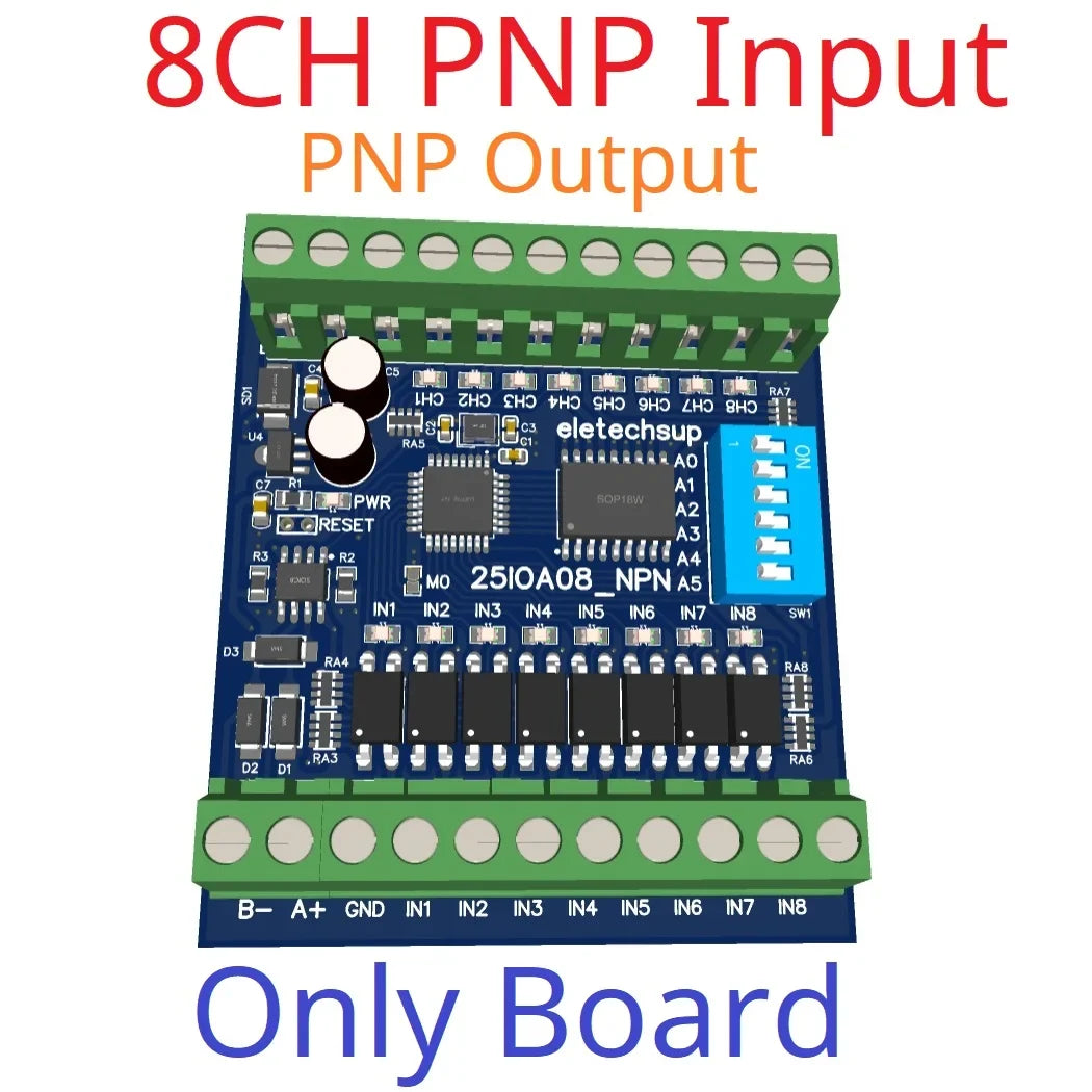 Modbus RS485 Remote IO Module – DMOS PNP Output & NPN/PNP Input Expansion Board 8/16/32 Channels for PLC Industrial Automation 25IOA08 25IOB16 25IOC32