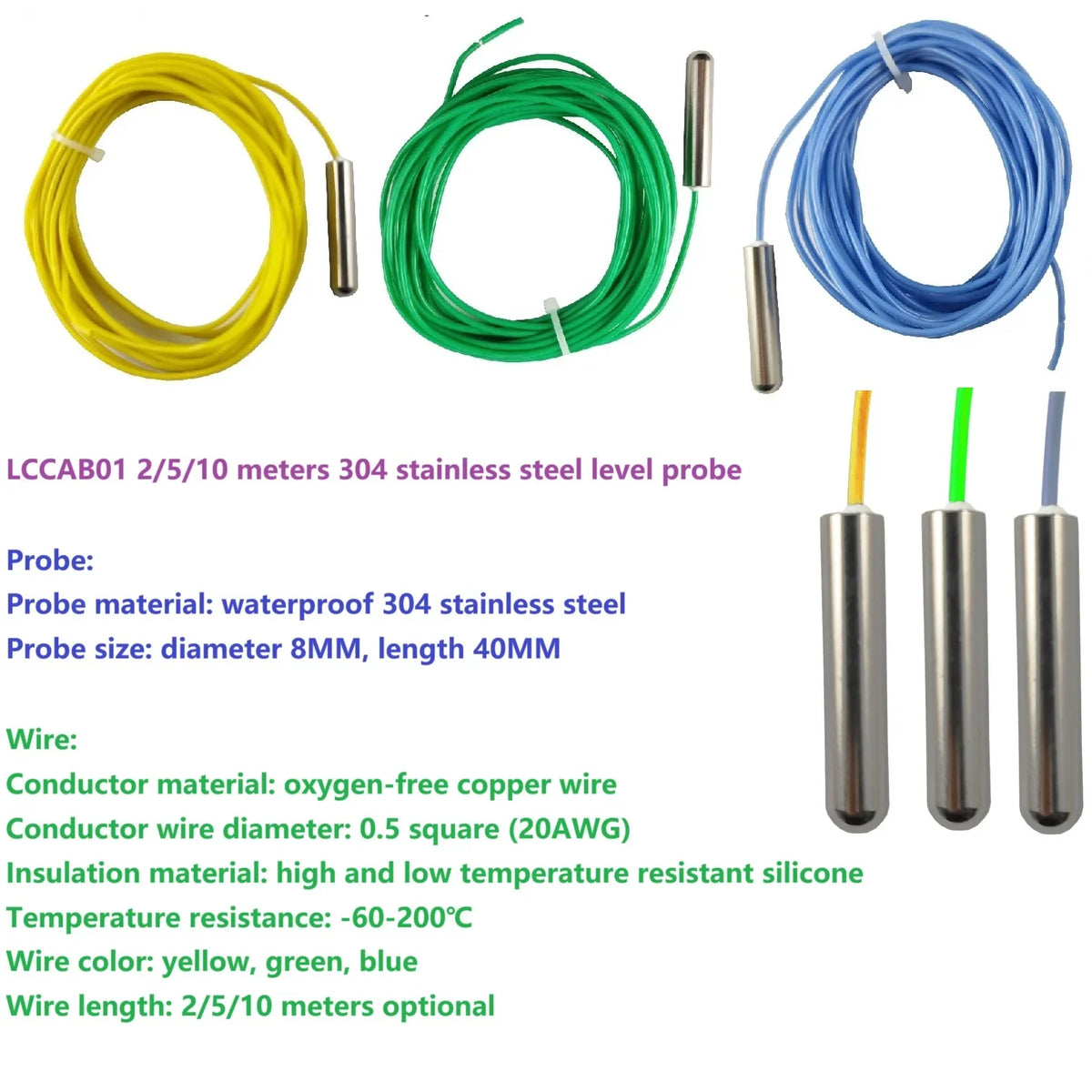 LC35D01 30A Automatic Water Level Controller Pump Relay / 304 Stainless Steel Sensor Probe DC 12V 24V AC 220V For Tower Pool Dam